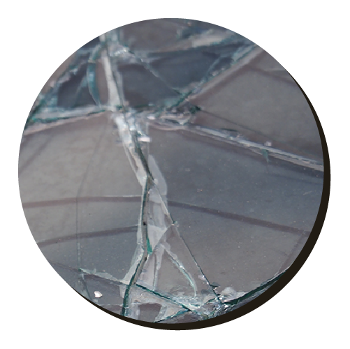 A circular glass material sample